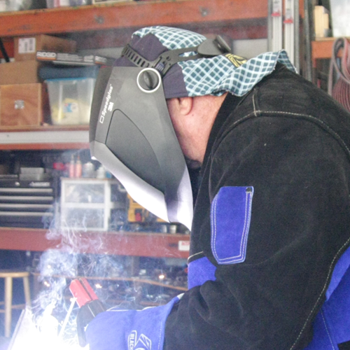 FR Cotton Welding Cap with Hidden Bill Extension, Blue Plaid